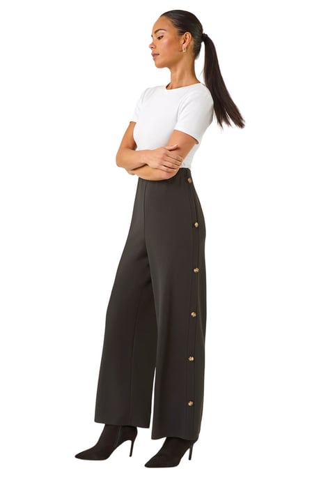 Petite Button Detail Stretch Trouser - Image 2
