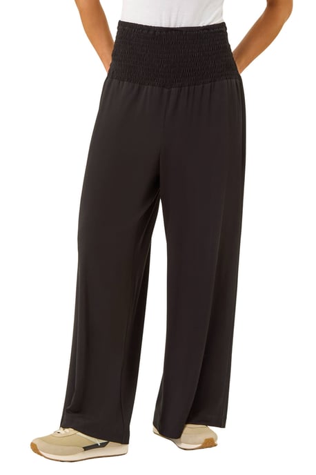 Petite Shirred Wide Leg Stretch Trouser - Image 1