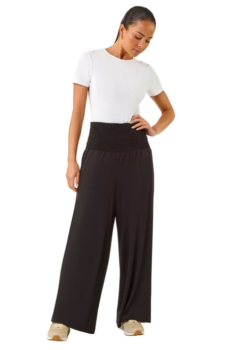 Petite Shirred Wide Leg Stretch Trouser - Image 2
