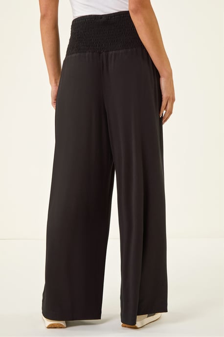Petite Shirred Wide Leg Stretch Trouser - Image 4