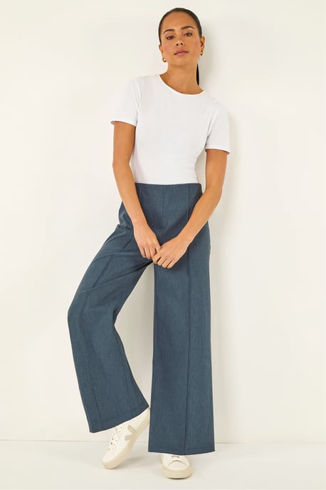 Petite Pintuck Wide Leg Stretch Trouser - Image 3