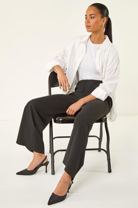 Petite Wide Leg Stretch Trouser - Image 2