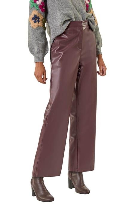Faux Leather Wide Leg Crop Trousers - Image 1