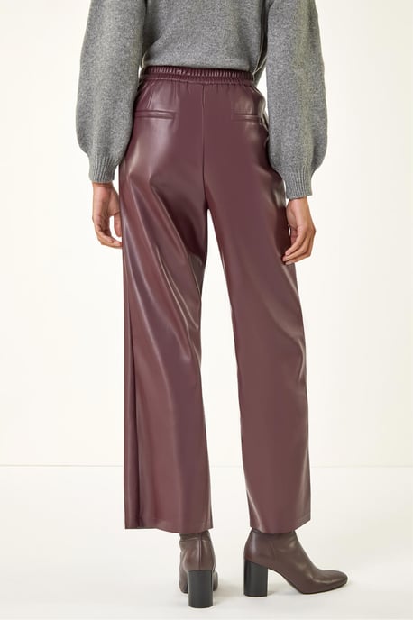 Faux Leather Wide Leg Crop Trousers - Image 4