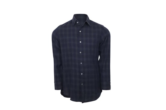 Tom Ford Long Sleeve Check Shirt in Navy Blue Cotton - Image 1