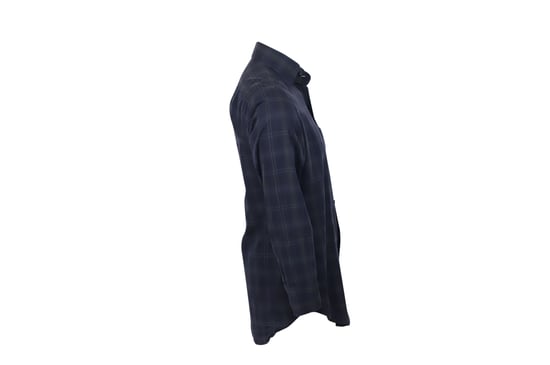 Tom Ford Long Sleeve Check Shirt in Navy Blue Cotton - Image 3