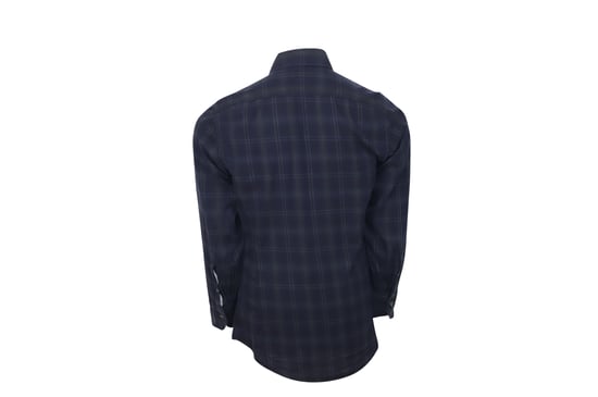 Tom Ford Long Sleeve Check Shirt in Navy Blue Cotton - Image 4