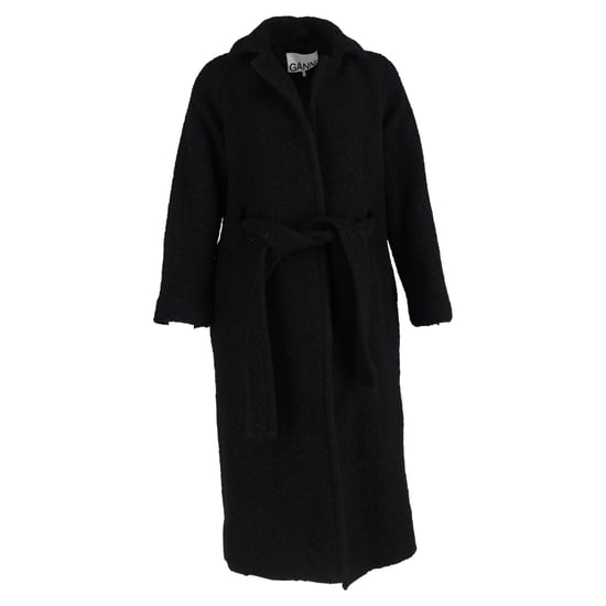 Ganni Long Boucle Coat in Black Wool - Image 1