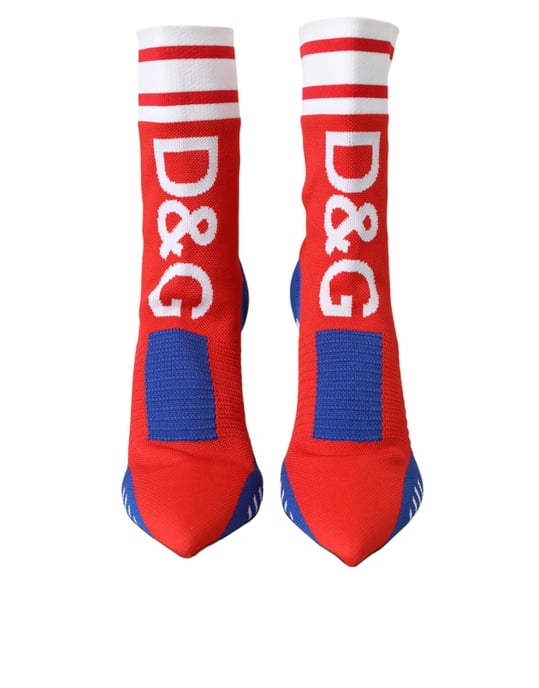 Gebreide Sokkenlaarzen Rood Blauw Stijl - Image 2