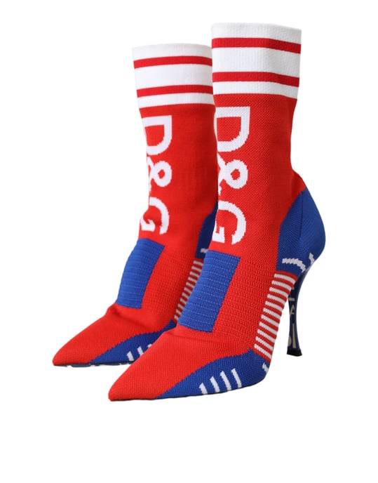 Gebreide Sokkenlaarzen Rood Blauw Stijl - Image 3