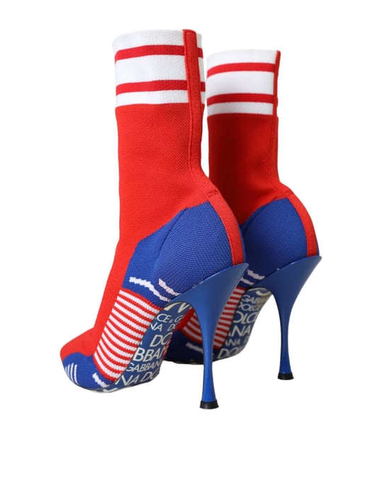 Gebreide Sokkenlaarzen Rood Blauw Stijl - Image 4