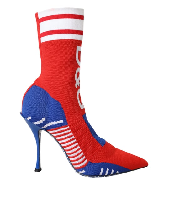 Gebreide Sokkenlaarzen Rood Blauw Stijl - Image 5