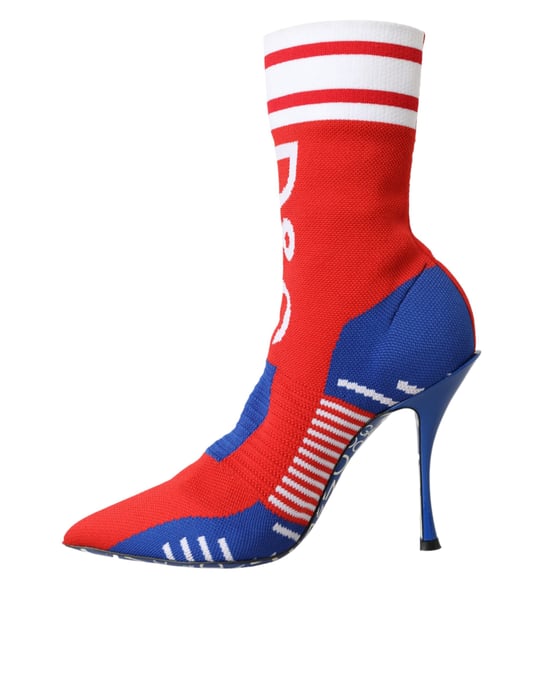 Gebreide Sokkenlaarzen Rood Blauw Stijl - Image 6