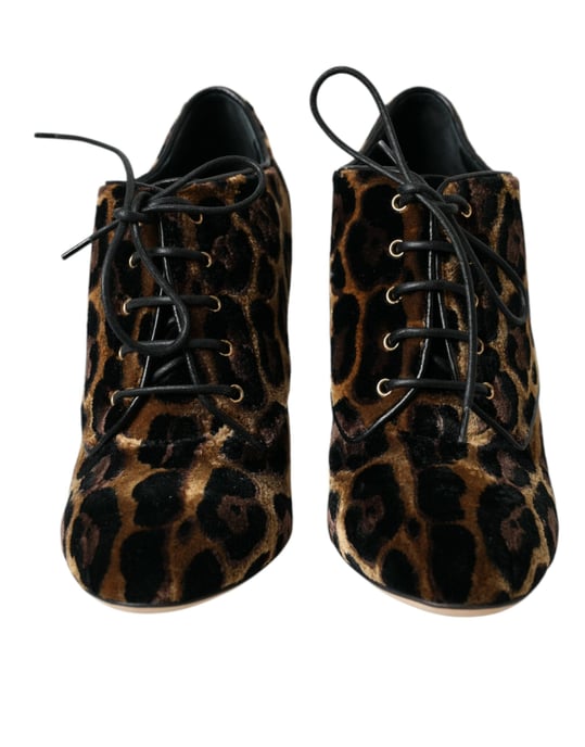 Sammet Snörstövletter med Leopardsstängel - Image 2