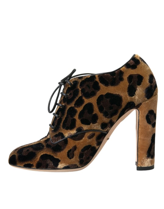 Sammet Snörstövletter med Leopardsstängel - Image 5