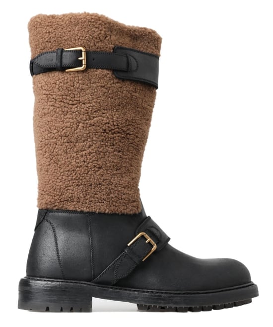 Shearling Motorcycle Boots - Image 1
