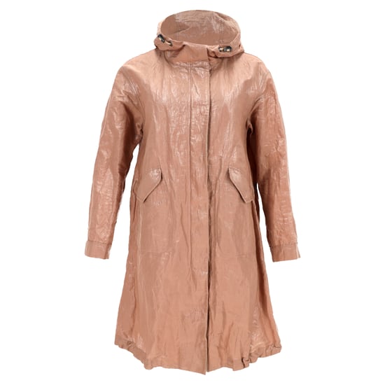 Brunello Cucinelli Glanzende Tricotine Regenjas met Kap in Bruin Katoen - Image 1