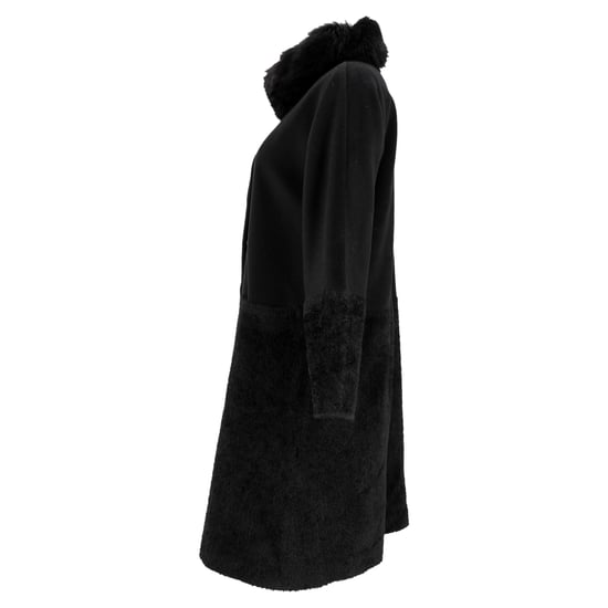 Max Mara Studio Shear-Accent Hidden-Buttoned Coat in Black Wool - Image 2