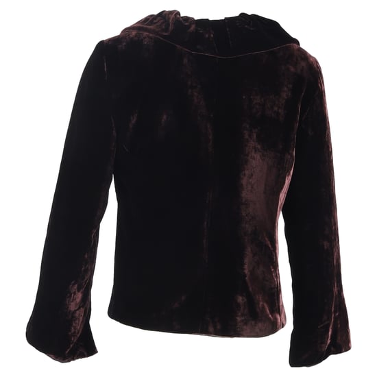 Max Mara Volangkrage Slips Blazer i Vinröd Sammet - Image 3