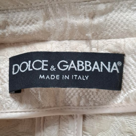 Dolce & Gabbana Blommigt Mönster Kristallprydd Kavaj i Krämfärgad Bomull - Image 3