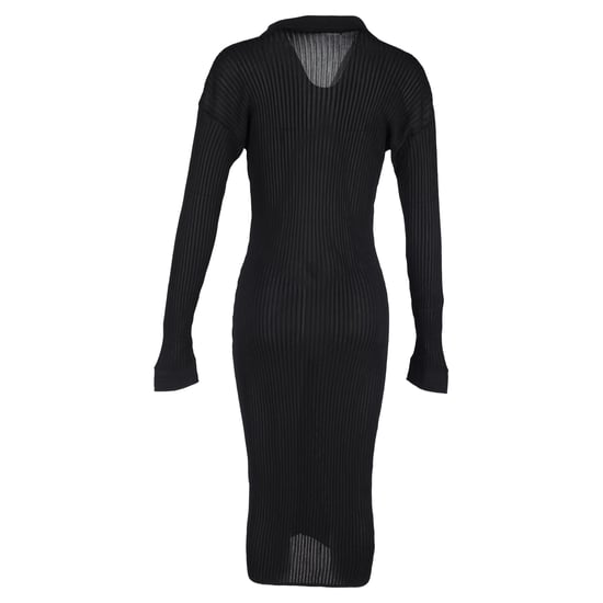 Versace Ribbed Buttoned Midi Dress in Black Viscose - Image 3