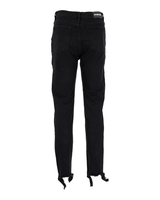 Balenciaga Distressed Hem Jeans in Black Cotton - Image 2