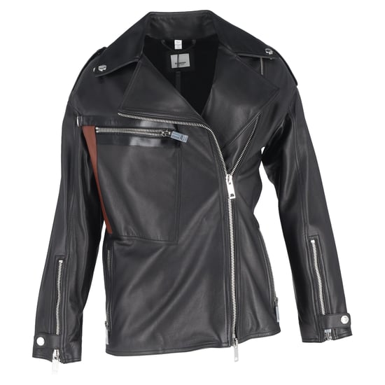 Burberry Stonefield Pocketdetail Bikerjack in Zwart Leer - Image 1