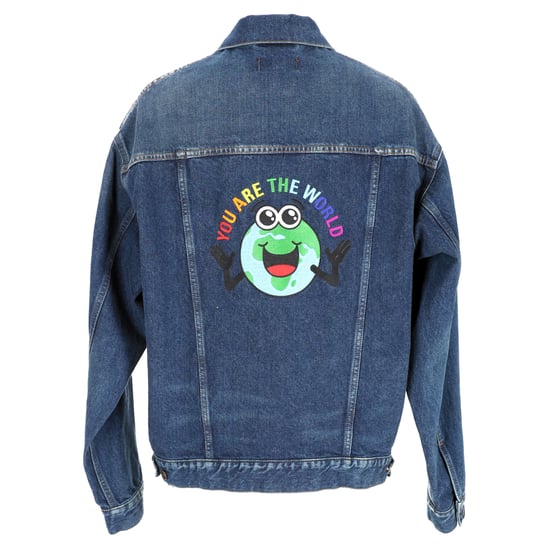 Balenciaga 'You Are The World' Embroidered Denim Jacket in Blue Cotton - Image 3