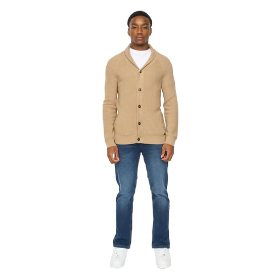 Duck and Cover Mens Venosa Shawl Collar Cardigan (Stone) - Image 3