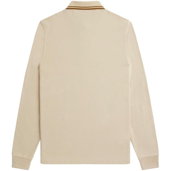 Fred Perry Herenpolo met dubbele kraag en lange mouwen (Havermout) - Image 3
