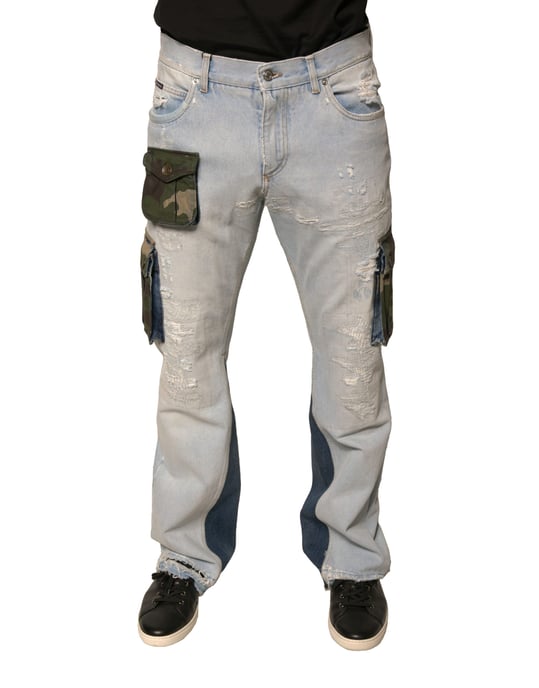 Versleten Denim Jeans Camouflage Zakstijl - Image 2