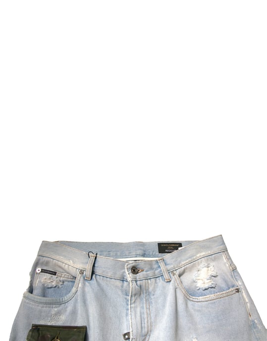 Versleten Denim Jeans Camouflage Zakstijl - Image 5
