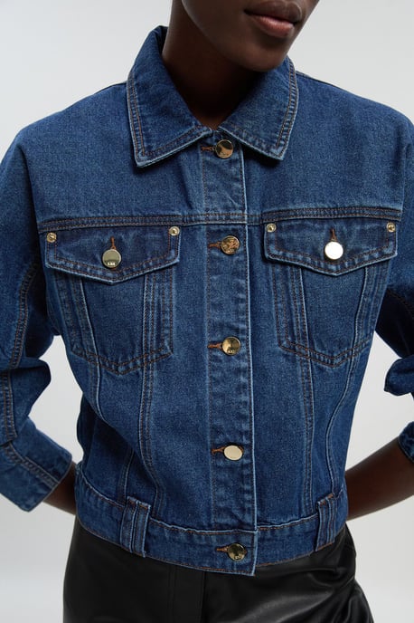Denim Cropped Jacket - Image 3