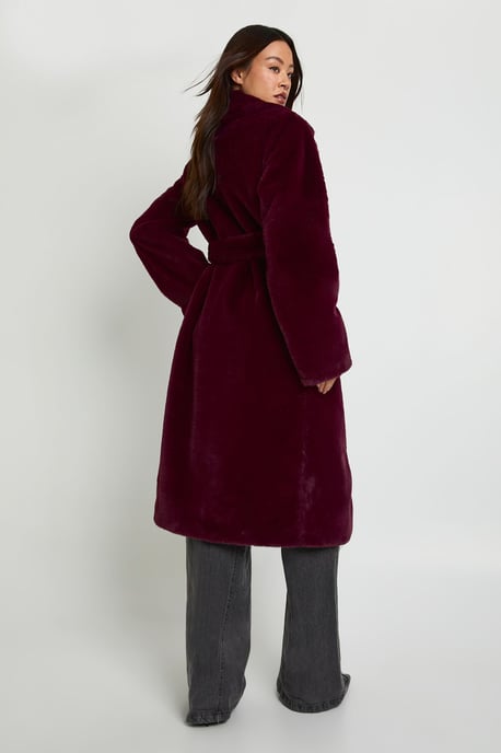 Tall Belted Maxi Faux Fur Coat - Image 2
