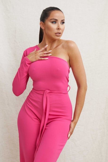 Belted One Shoulder Jumpsuit - Image 1