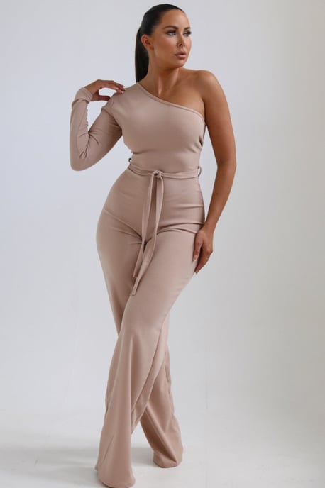 Belted One Shoulder Jumpsuit - Image 1