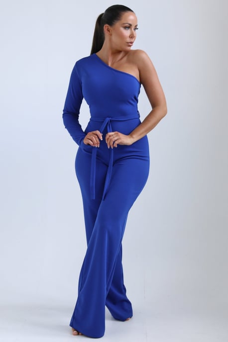 Belted One Shoulder Jumpsuit - Image 1
