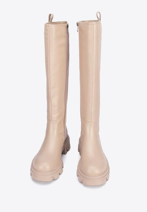 Wittchen Women's leather boots with thick soles beige natural leather - Image 1