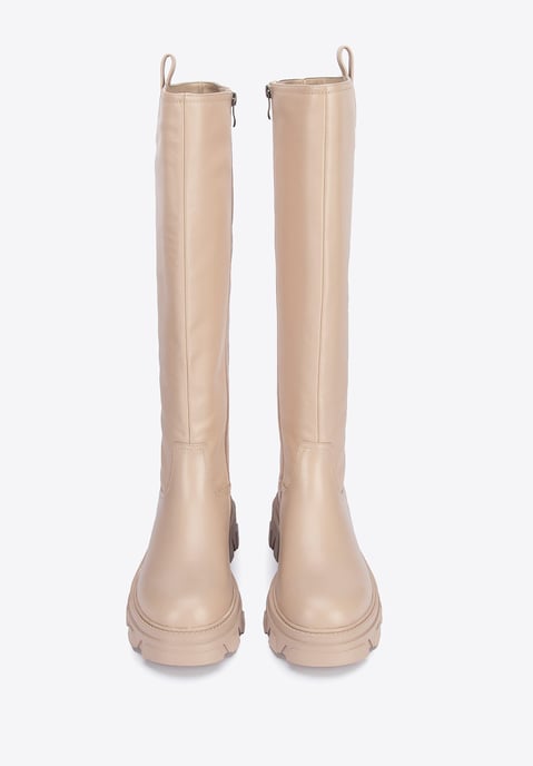Wittchen Women's leather boots with thick soles beige natural leather - Image 2