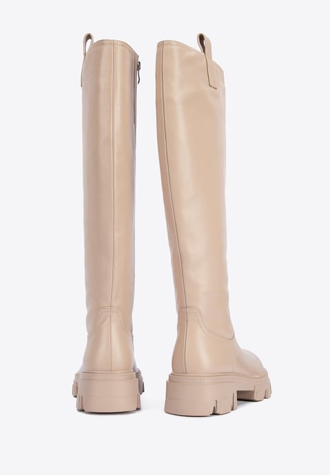 Wittchen Women's leather boots with thick soles beige natural leather - Image 3