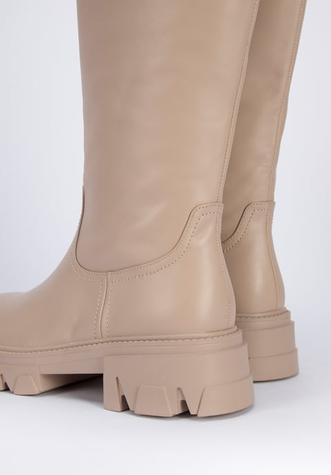 Wittchen Women's leather boots with thick soles beige natural leather - Image 5