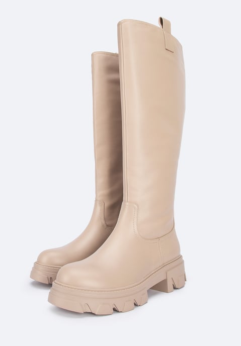 Wittchen Women's leather boots with thick soles beige natural leather - Image 6