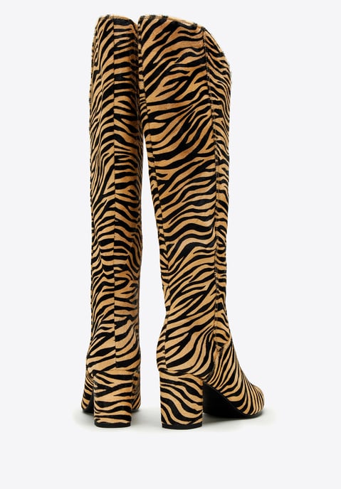 Wittchen Dameslaarzen van leer met haar in dierenprint, zwart en bruin - Image 3