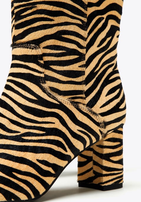 Wittchen Dameslaarzen van leer met haar in dierenprint, zwart en bruin - Image 5