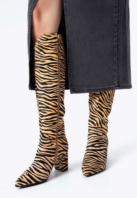 Wittchen Dameslaarzen van leer met haar in dierenprint, zwart en bruin - Image 6
