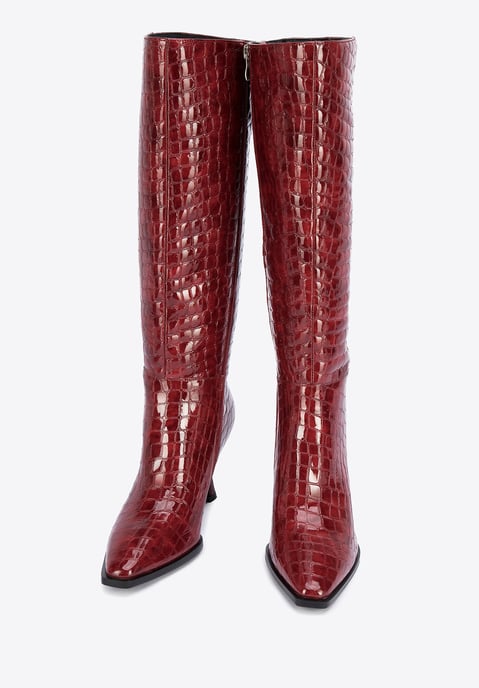 Wittchen Dames lakleren croco hoge hak laarzen, bordeauxrood, natuurlijk leer - Image 1