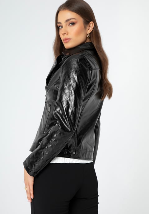 Wittchen Dames bikerjack van eco-leer, zwart en grafiet - Image 3