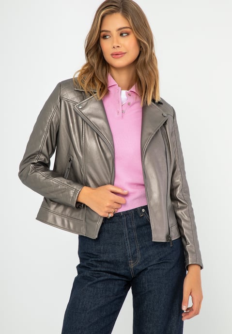 Wittchen Dames bikerjack van eco-leer, metallic bruin, lichtbruin - Image 1
