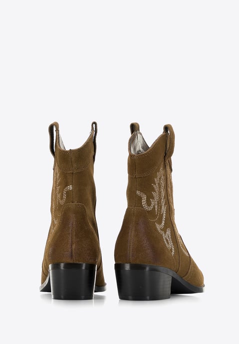 Wittchen Dames Suède Cowboylaarzen met Borduurwerk Korte Groene Suède Leer - Image 3
