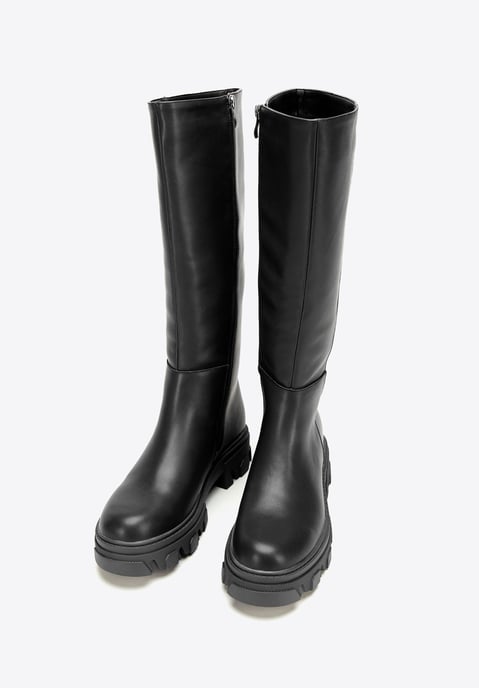 Wittchen Dames leren laarzen met dikke zool en rits, zwart, natuurlijk leer - Image 1